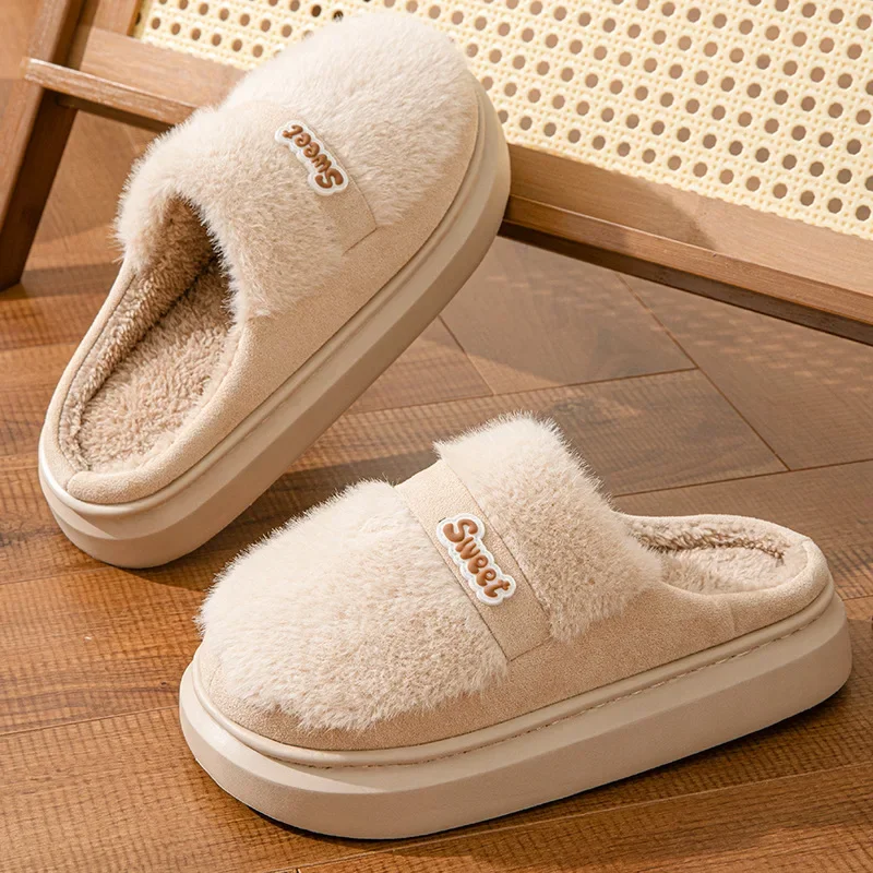 

Winter Cotton Slippers for Women New Fashion Warm Indoor Home Thick Bottom Thickened Shoes Couple Cotton Shoes zapatos de mujer