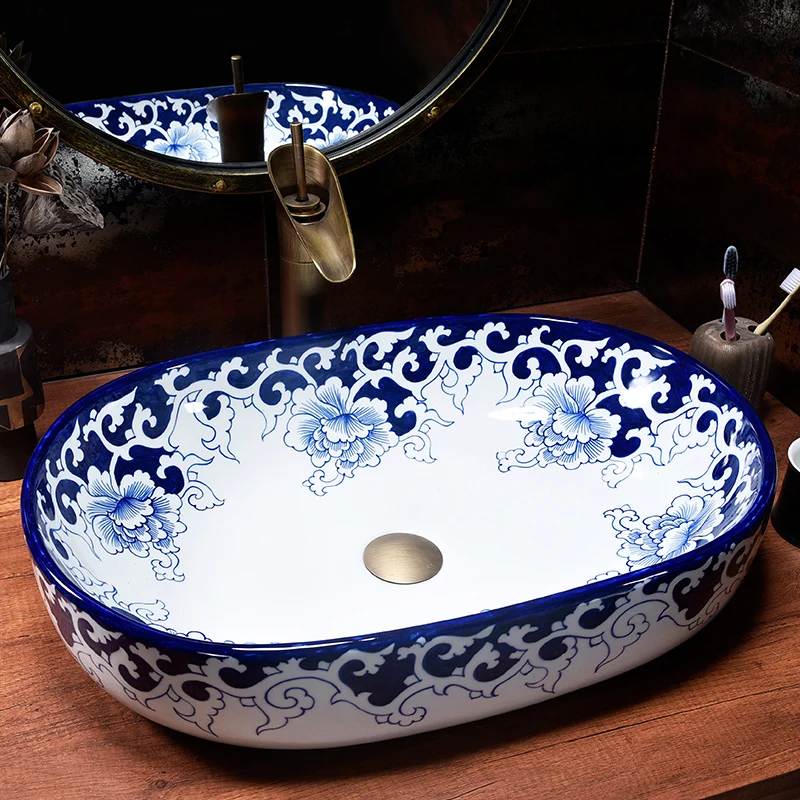 

Square Europe style chinese wash basin vessel sinks Jingdezhen Art Counter Top ceramic basin sink sink art washbasins