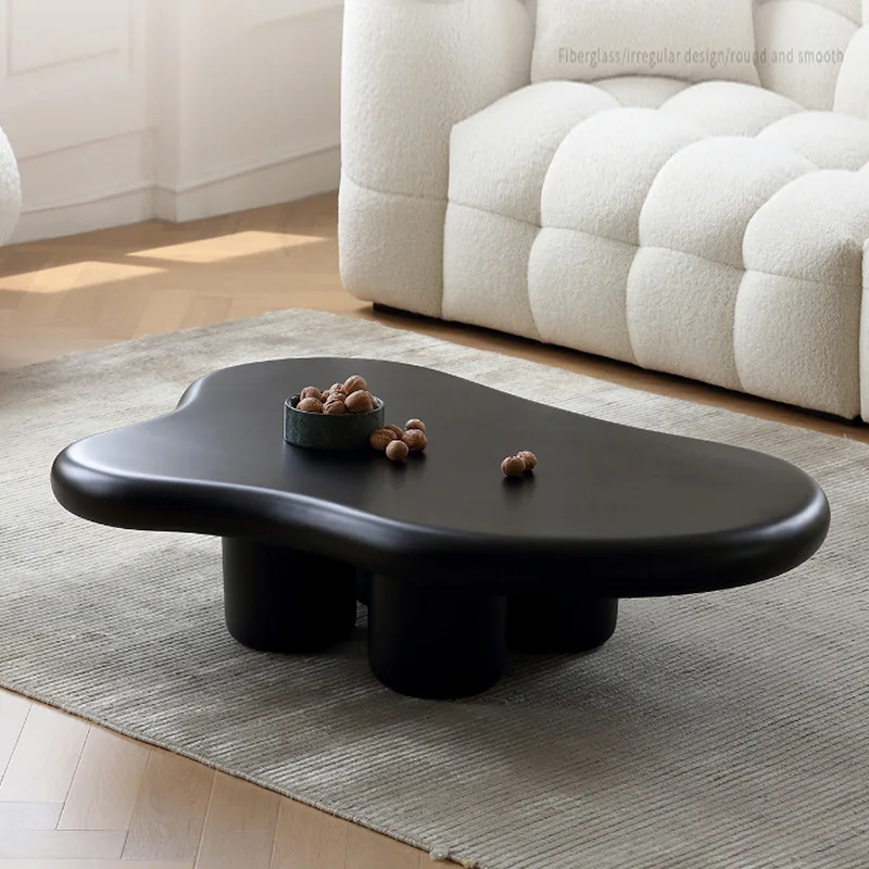 ATUNUS Household Nordic Minimalist And Luxurious Mini Unique Black Elegant Coffee Table Small Unit Cream Wind Cloud Tea Table