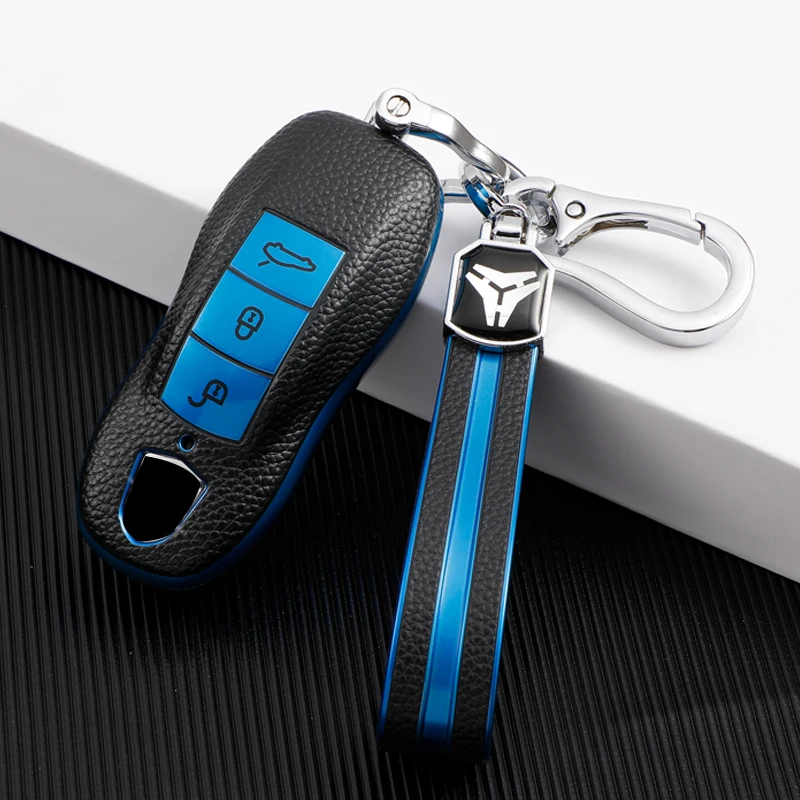 Für Porsche Cayenne pfeffer Macan Carrera Boxster Cayman Panamera alten Schlüssels chutz TPU Leder Auto Smart Key Cover Fall Tasche Hodler