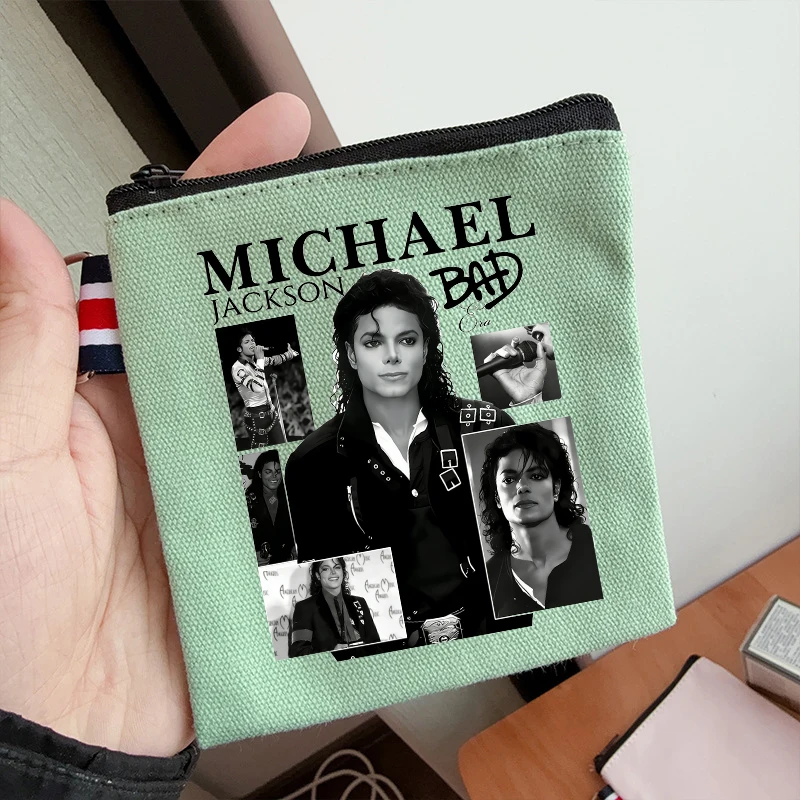 

Michael Jackson Print Canvas Mini Coin Purse The King of Pop MJ Wallets for Kids Simple Cardholder Portble Zipper Pouch Bags