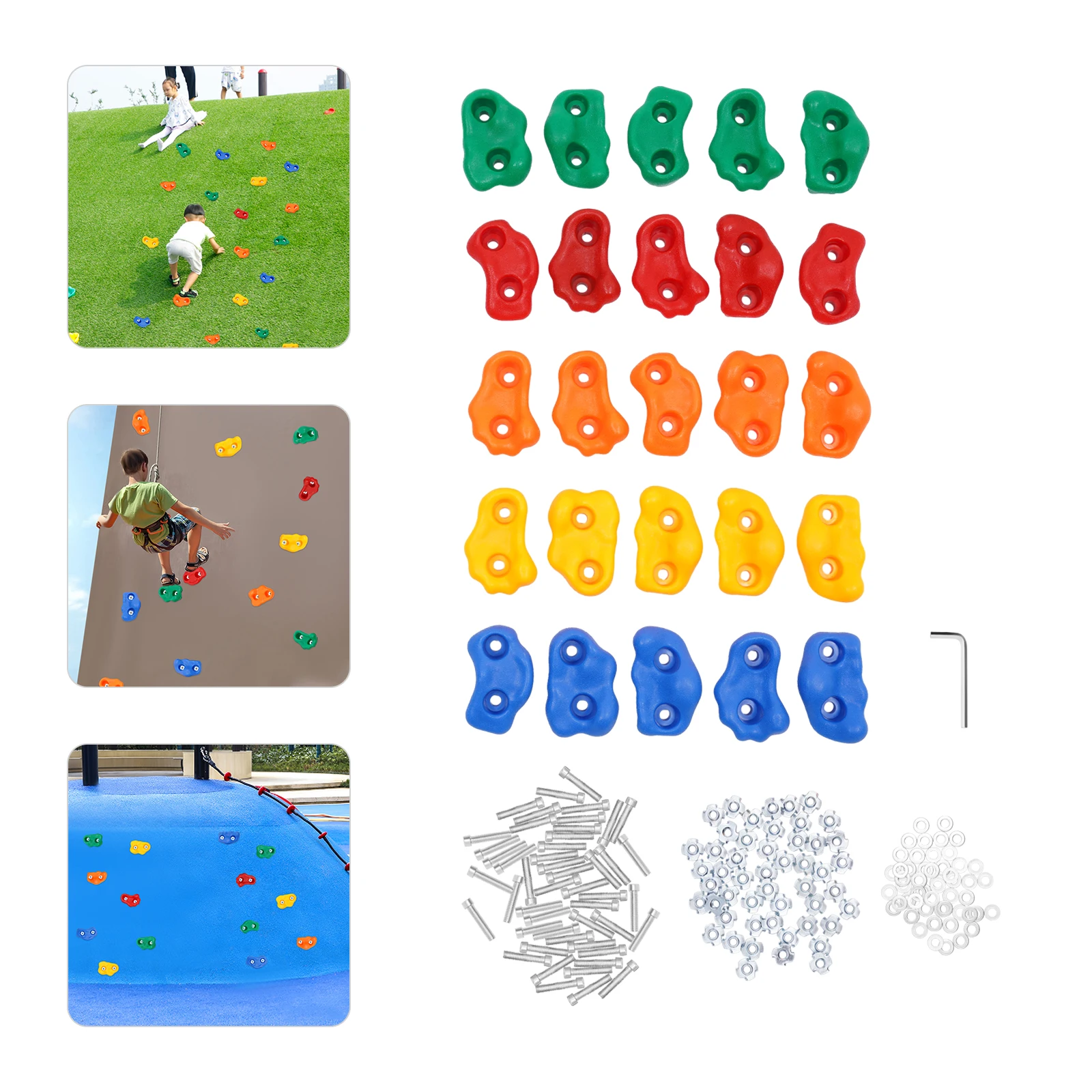 Multicolor Rock Climbing Holds,  25 Rock Climbing Holds Multi-shape for Kids, Rock Wall Holds for physical exercise