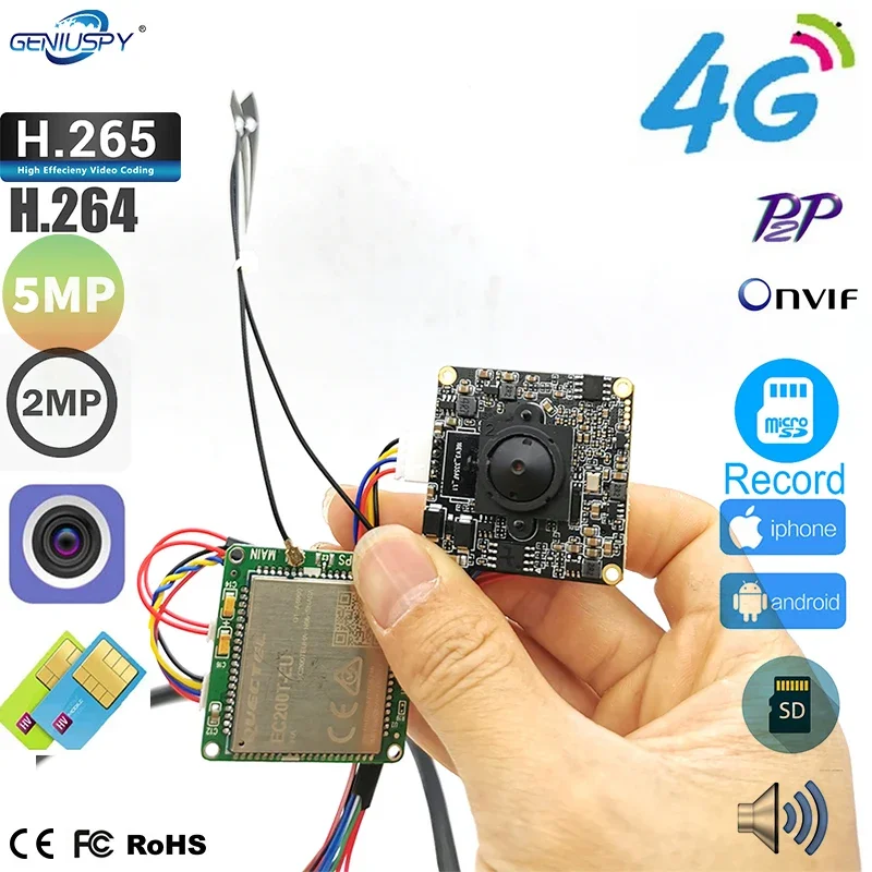 1080P 5MP Starlight 3G 4G Camera Module 4G Lte IP Camera Chip Board Wireless IP Camera RJ45 For Outdoor Indoor Camera Module