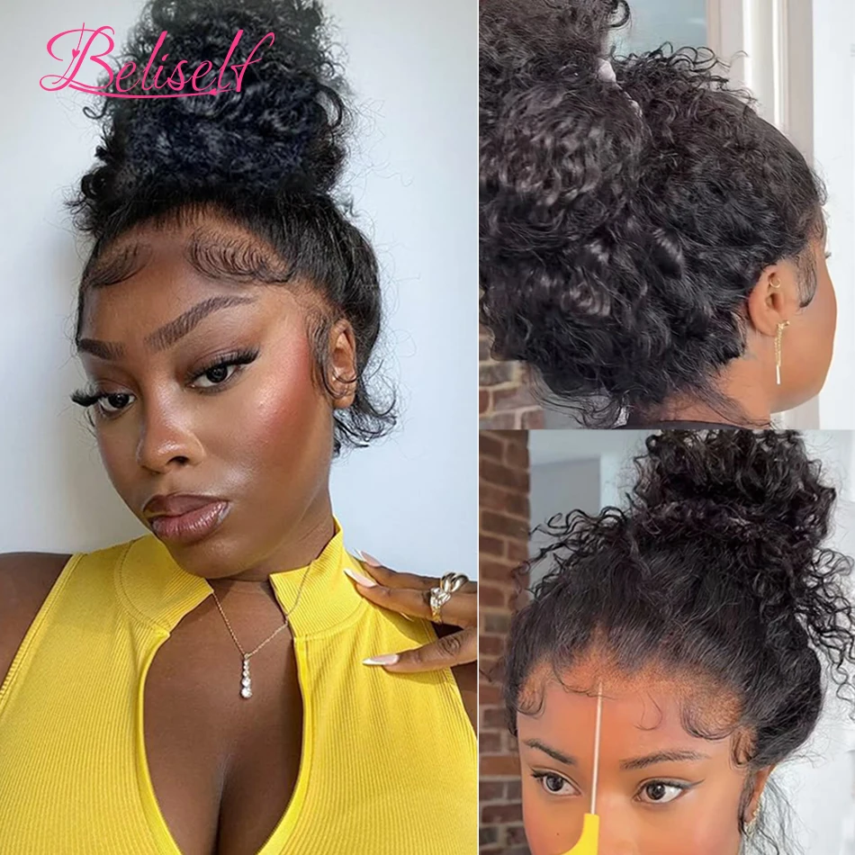 Snug Fit Invisi Askı 360 Tam Dantel Peruk Derin Dalga Dantel Ön Peruk Ön Koparıp 360 Tutkalsız Dantel Ön Peruk İnsan Saç Belsielf