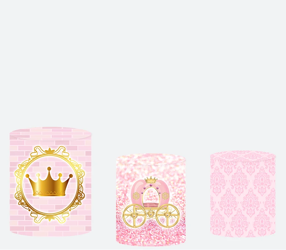 Disney Princess Baby Shower Round Circle Backdrop Disney Customized Girls Birthday Party Background Event Decor Cylinder Cover