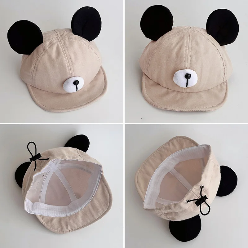 Korean Baby Cap Cute Big Ears Infant Boys Girls Baseball Cap Soft Eaves Cotton Toddler Kids Peaked Hat Solid Color Sun Hats