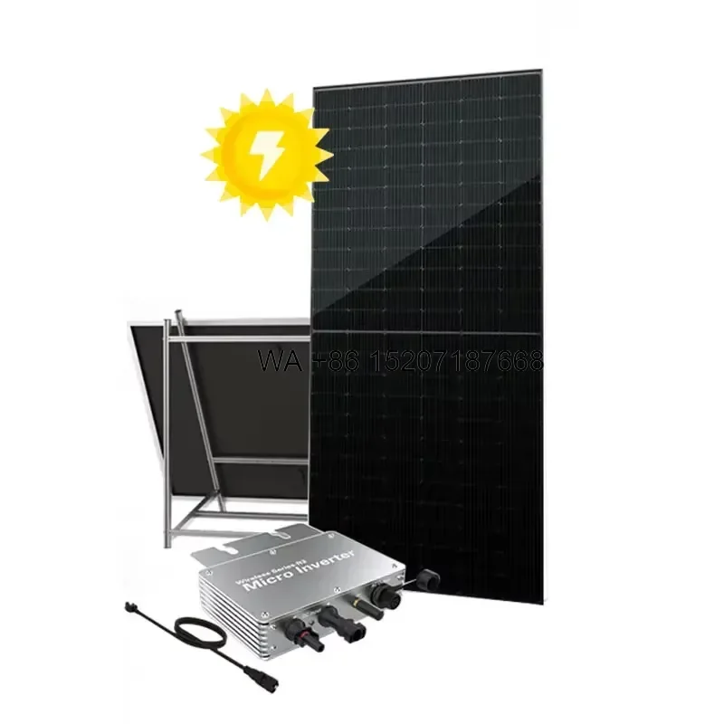 Wmwmnu Fast Delivery 800W 1200W Micro Inverter Solar Panel Kit All Black Plug and Play Balcony Solar System for Home Use