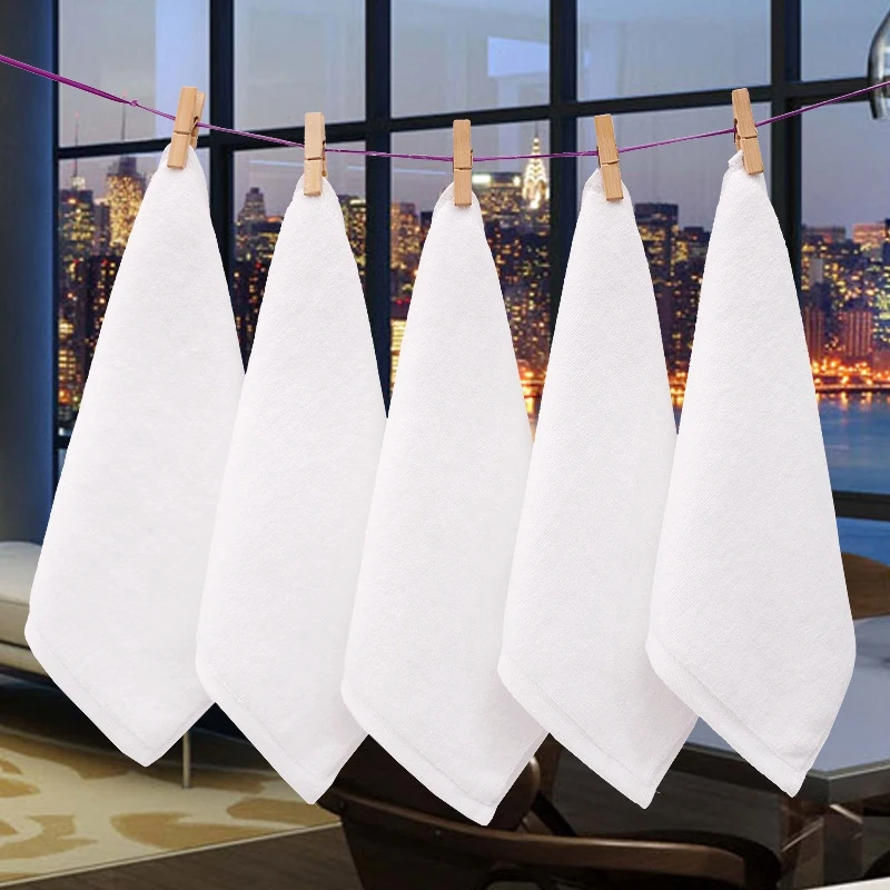 7PCS Towels Cotton White Superior Hotel Quality Soft Face Hand Towels 30X30cm