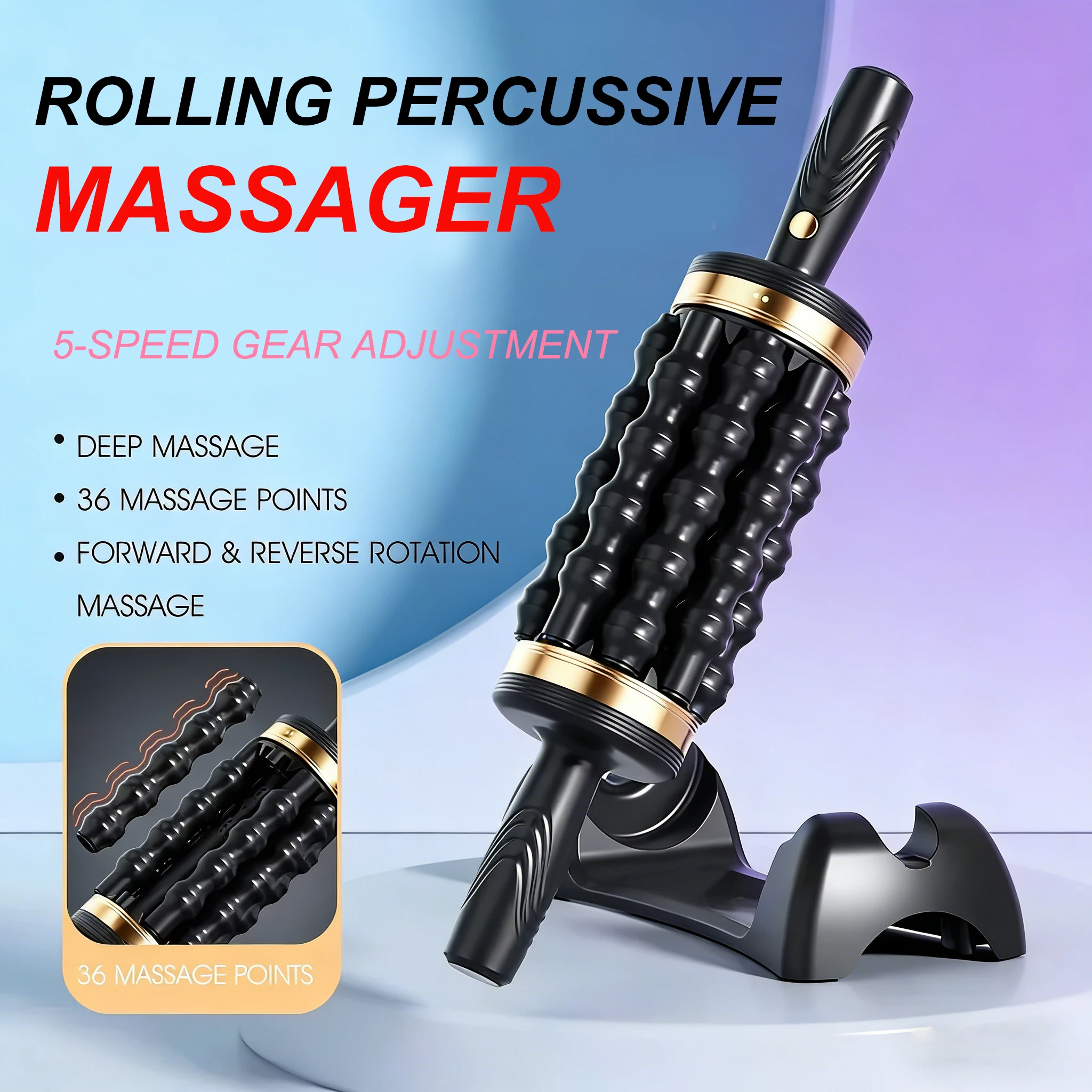 

НОВЫЙ Беспроводной роликовый массажер для тела, перезаряжаемый вибрационный массажер 360°, перкуссионный массажер для расслабления мышц, для спины, стоп и ног