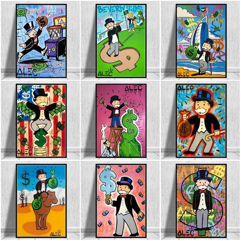 Carteles de lienzo de arte callejero clásico de Anton Monopolies, impresiones, arte de pared moderno, pintura al óleo, imagen decorativa para habitación de niños, decoración del hogar Dec