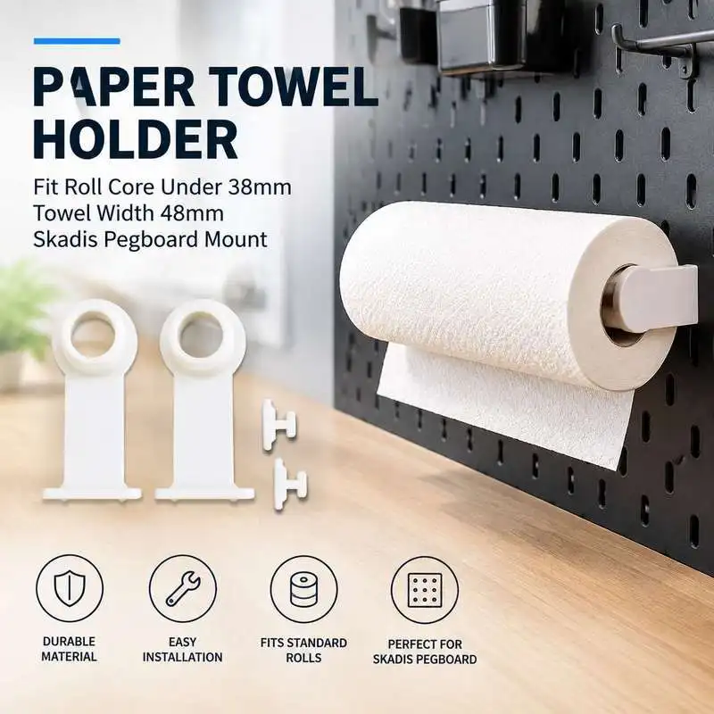 Paper Towel Holder Fit Roll Core Under 38mm Towel Width 48mm Skadis Pegboard Mount