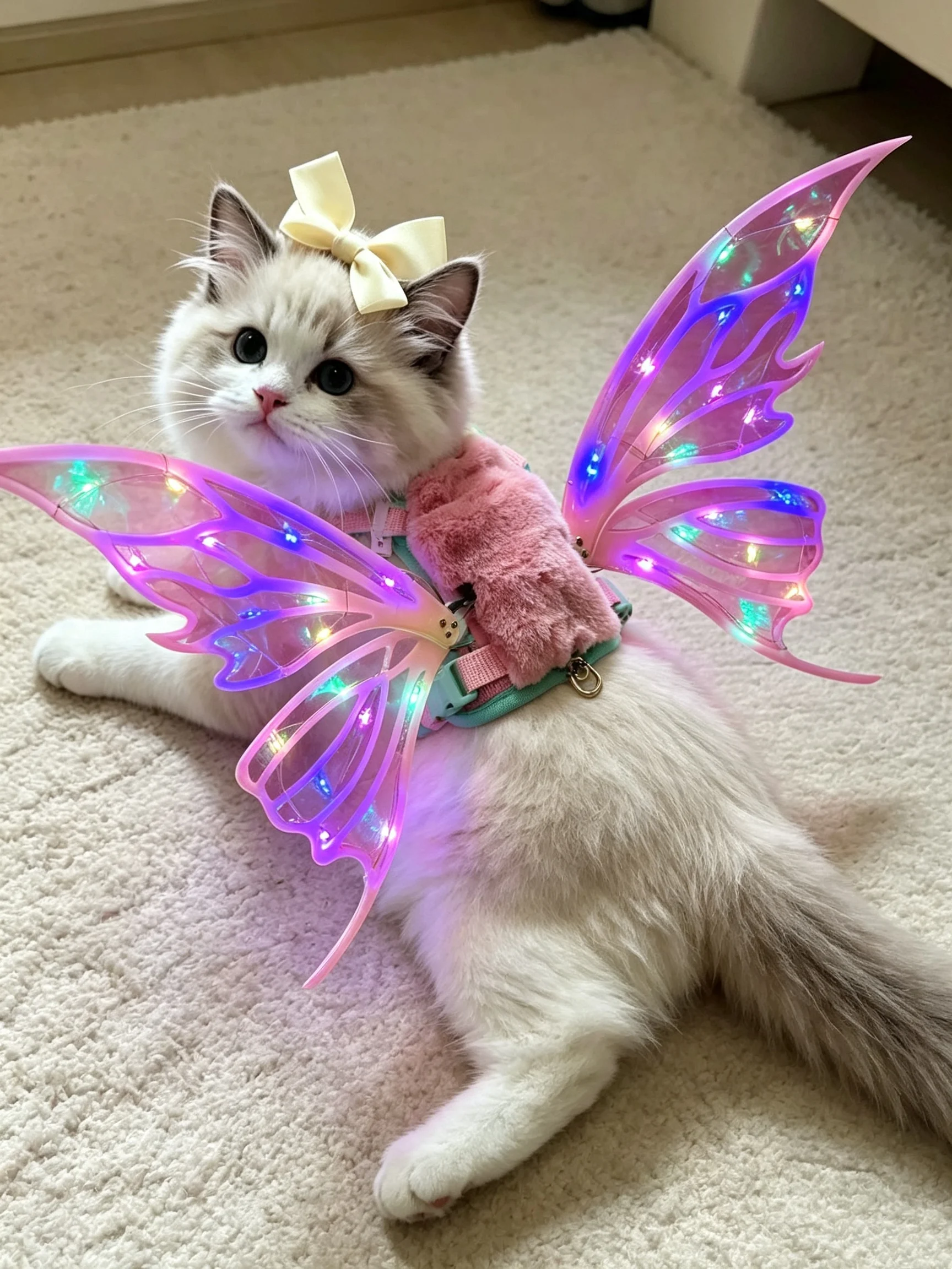 ペット用蝶の羽飾り、光る電動羽根、猫と小型犬用、犬用おもちゃ、服、蝶の羽飾り