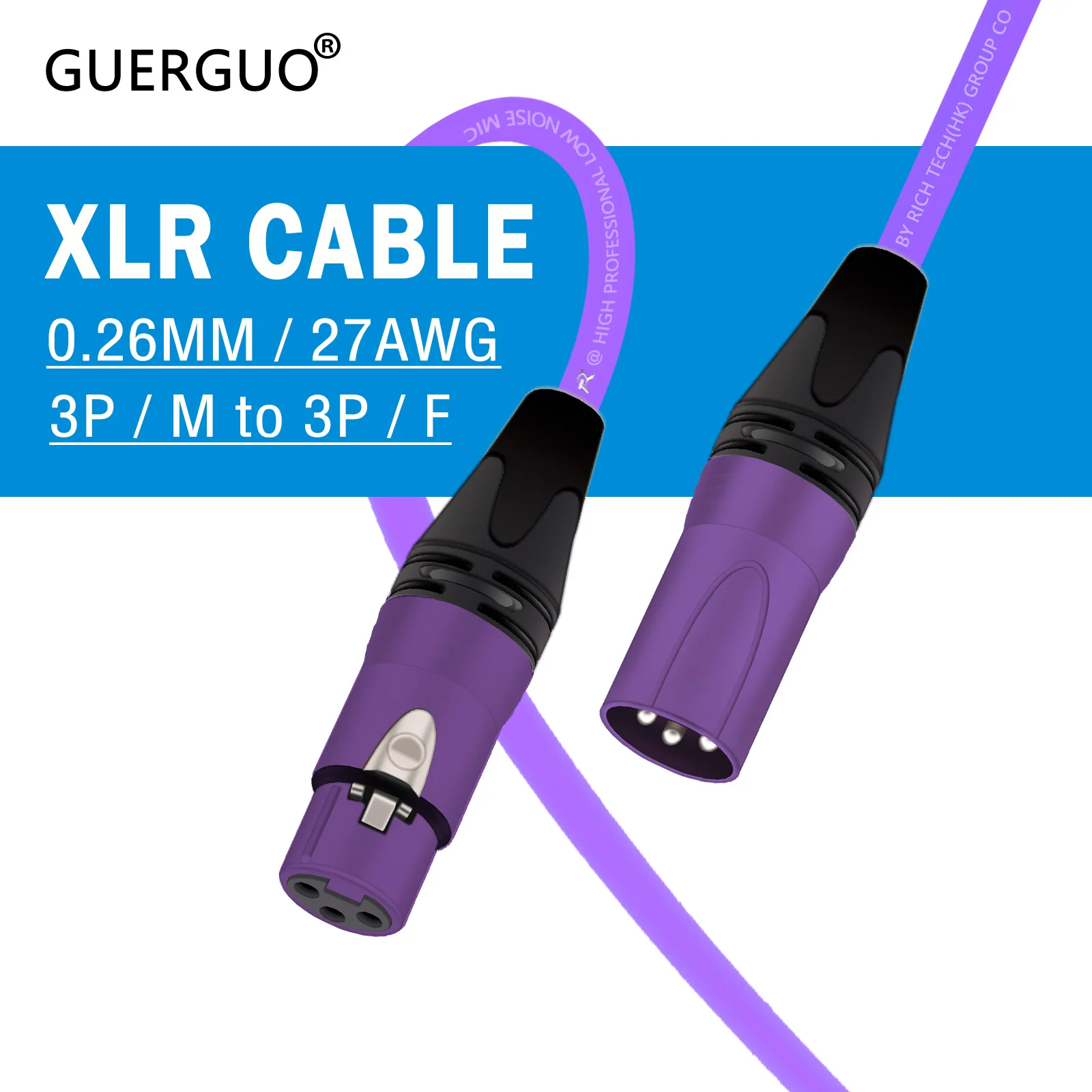 Kabel XLR, 3-pinowy męski na żeński przewód mikrofonowy Cannon do przedłużacza nagrywania Pro zbalansowany mikser XLR wzmacniacz głośnikowy na żywo — zdjęcie produktu 3