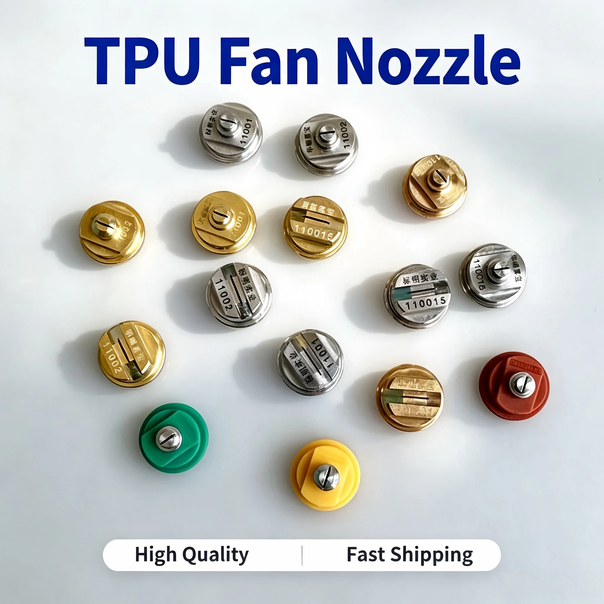 Huajue 110° TP/SX type fan-shaped nozzle, TPU high-pressure spray head, industrial cooling, rinsing and cleaning nozzle.