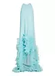 Sexy Halter Evening Party Dress Off Shoulder Elegant Sleeveless Ruffled Hi-Low Gown Formal Prom Gown Maxi Dress For Women