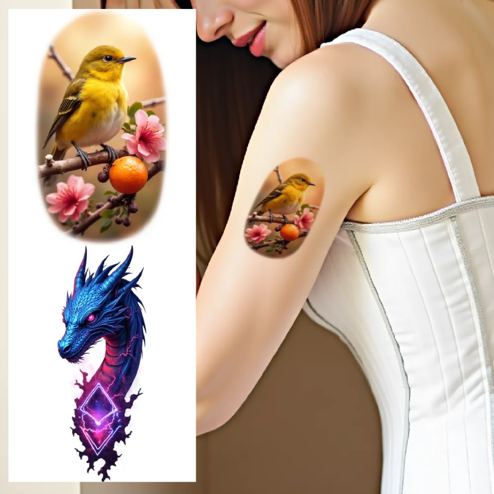 

9 шт. временные татуировки реалистичные временные татуировки бабочка дракон сова для взрослых спина плечи