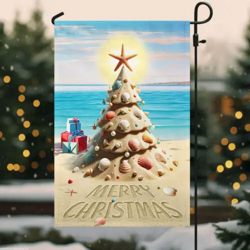 Beach Christmas Merry Christmas Christmas at the Beach Garden Flag - House Flag AAL HHM WZZ yyi