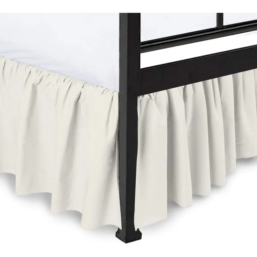 

Bed Skirt with Split Corners, Ivory, Queen 16 Inch Drop Bedskirt, Hotel Quality Brushed Microfiber Wrinkle Free Dust Ruffle Bed