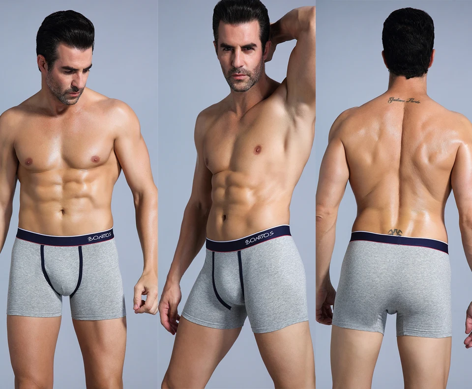 3er-Pack Herren-Unterhosen BONITOS mit elastischem Bund, Boxershorts, klassische Marken-Unterwäsche für Männer, Baumwoll-Boxershorts – Detail 12