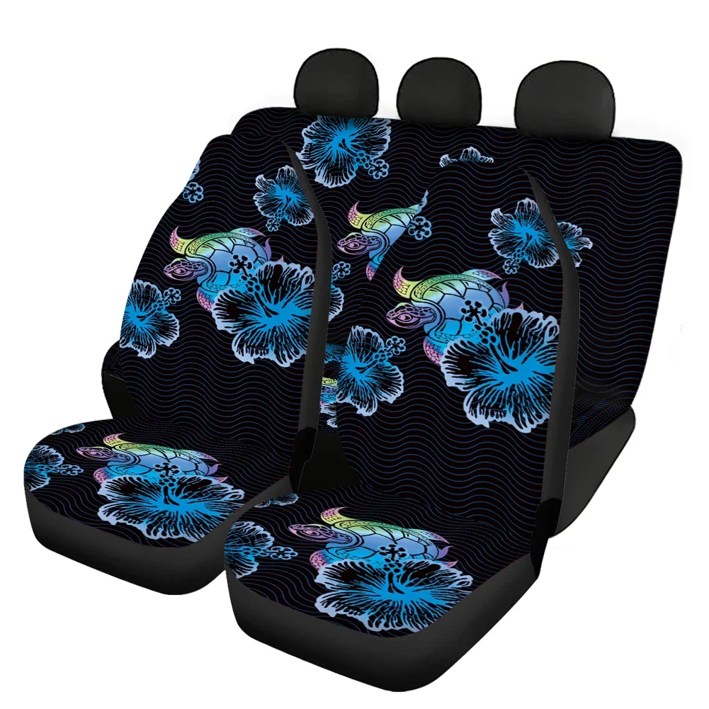 Turtle Hibiscus Design Car Interior Decor Car Seat Covers Full Sets Easy to Install Vehicle Seat Covers Comfortable