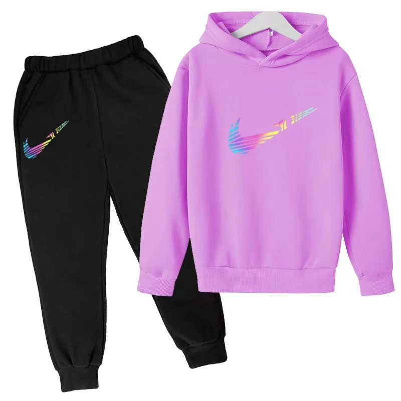 2026 Kinder Hoodie mit Schriftzügen Sportlicher Pullover 3-13 Jahre Mantel Sweatshirt+Hose 2-teiliges Set Jungen Mädchen Kleinkind Kleidung Mode-Set – Detail 8