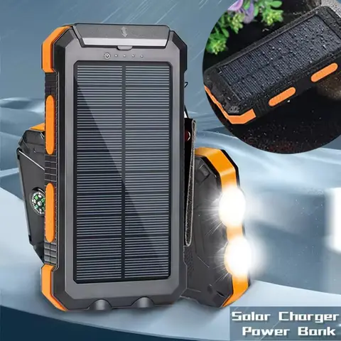 휴대용 방수 태양 광 발전 은행 10000mAh 캠핑 LED 빛 야외 여행 USB 전원 은행 아이폰에 대 한 Xiaomi에 대 한 삼성