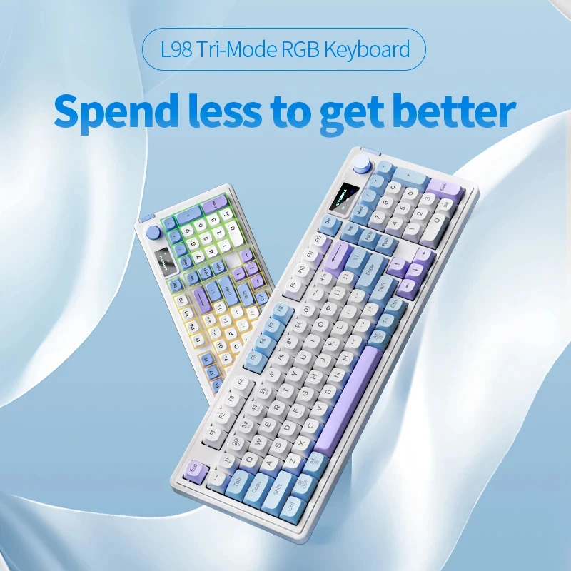 Imagem -02 - Teclado Mecânico sem Fio Bluetooth Mute Gaming 2.4g Wired 3-mode Display Oled Rgb Backlit Gamer 98 Chaves 2024