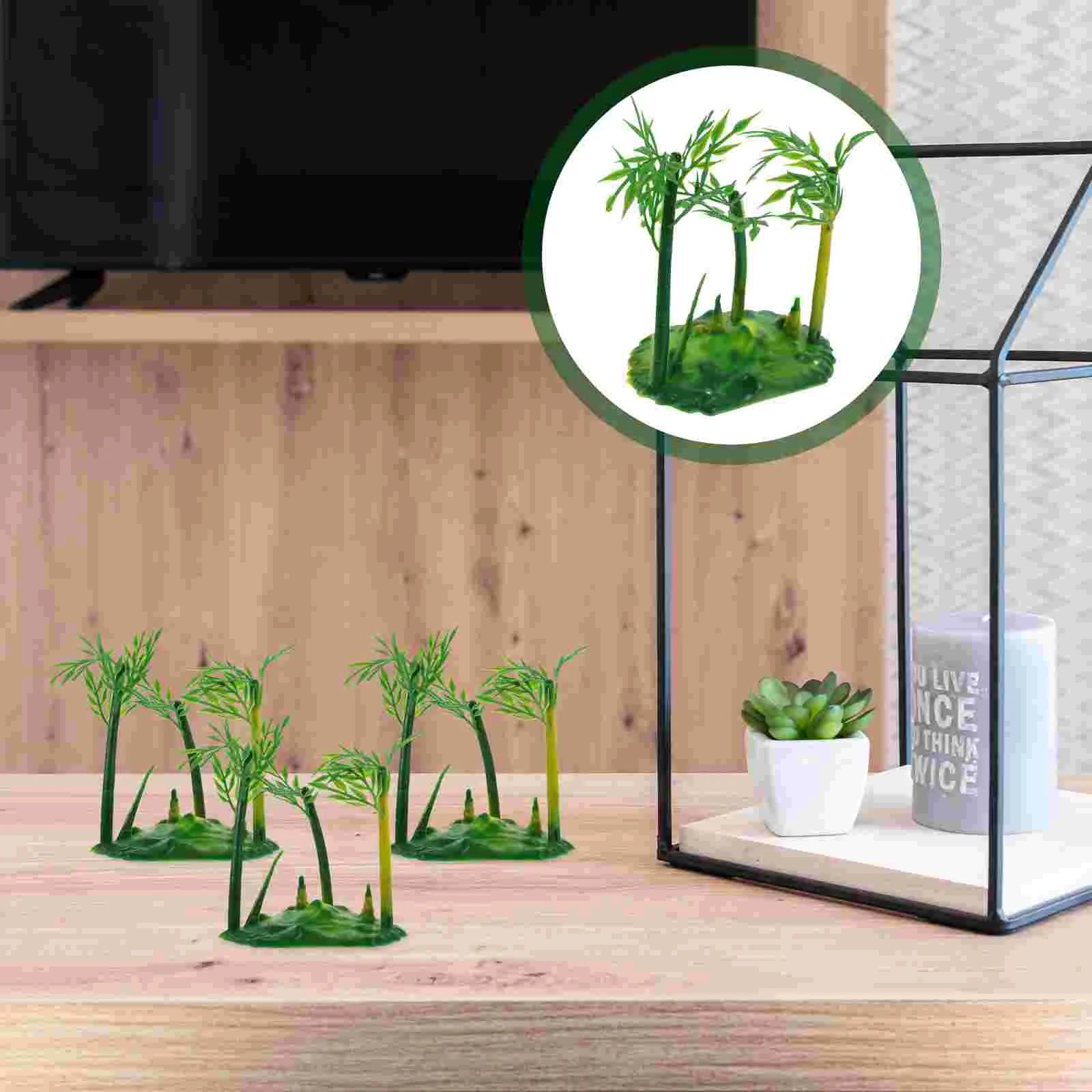 

6 Pcs Plant Model Microlandscape Adornment Live Bonsai Small Bamboo Indoor Tree 12X10X6CM Home Sand Table Realistic