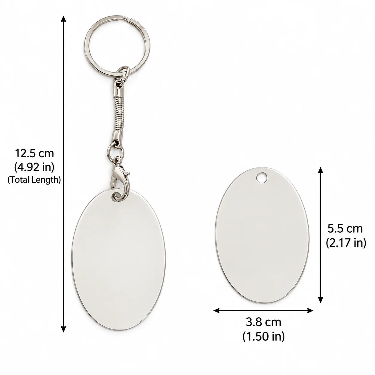 1/10Pcs Oval Sublimation Metal Keychains Blank Heat Transfer Key Rings DIY Photo Craft Ornament with Key Hardware