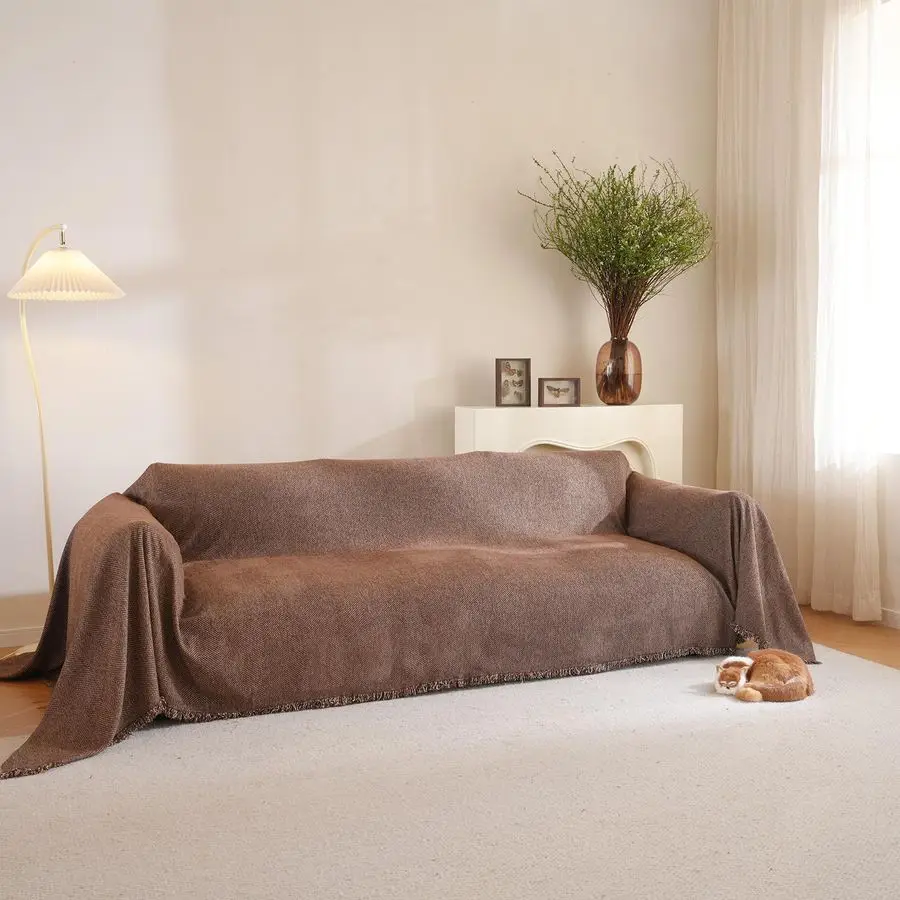 

Couch Cover Sectional Sofa Covers for 3 Cushion Couch Herringbone Chenille Couch Cover with Tassel Pet Protector Couch Covers fo