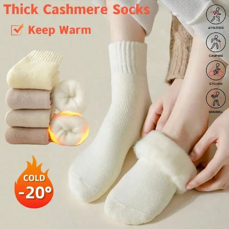 1 Paar warme Wintersocken für Damen, Schnee, Markrone, Farbe, dicker Plüsch, haarig, weich, nach der Geburt, Strümpfe, Bodenschlafsocken