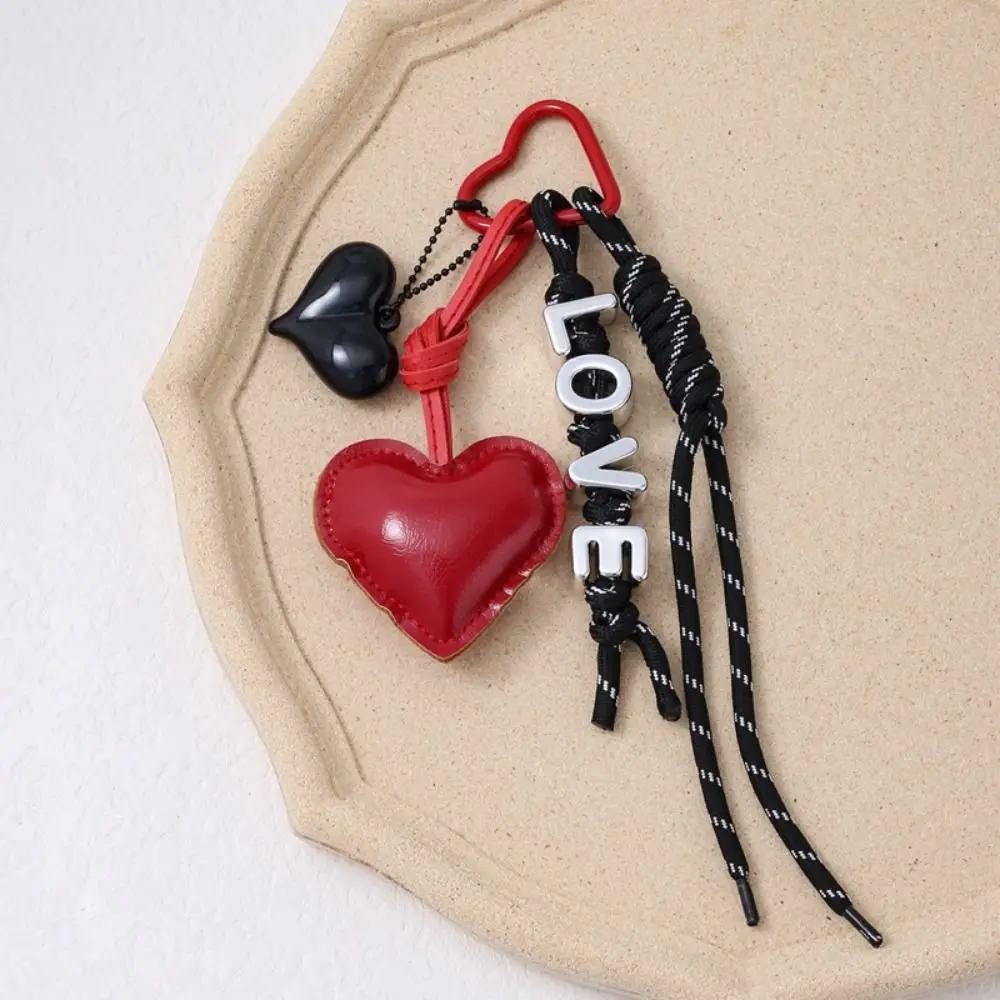 بو القلب الجلود حبل المفاتيح الإنجليزية إلكتروني المنسوجة حبل حبل مضفر سيارة Keyrings الكورية نمط مكافحة خسر الحب حبل حقيبة العرافة #3