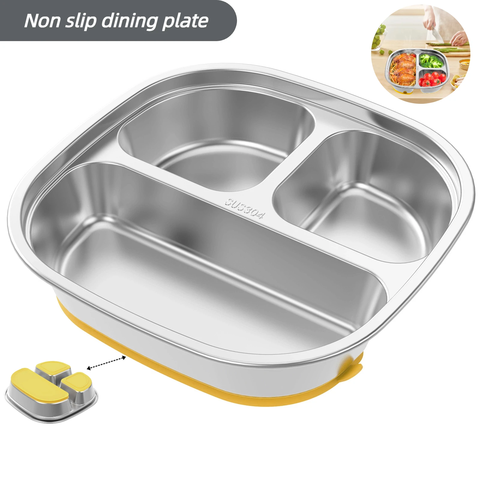

304 stainless steel grid plate multi purpose plate with anti slip design easy to clean and reusable plate suitable for children