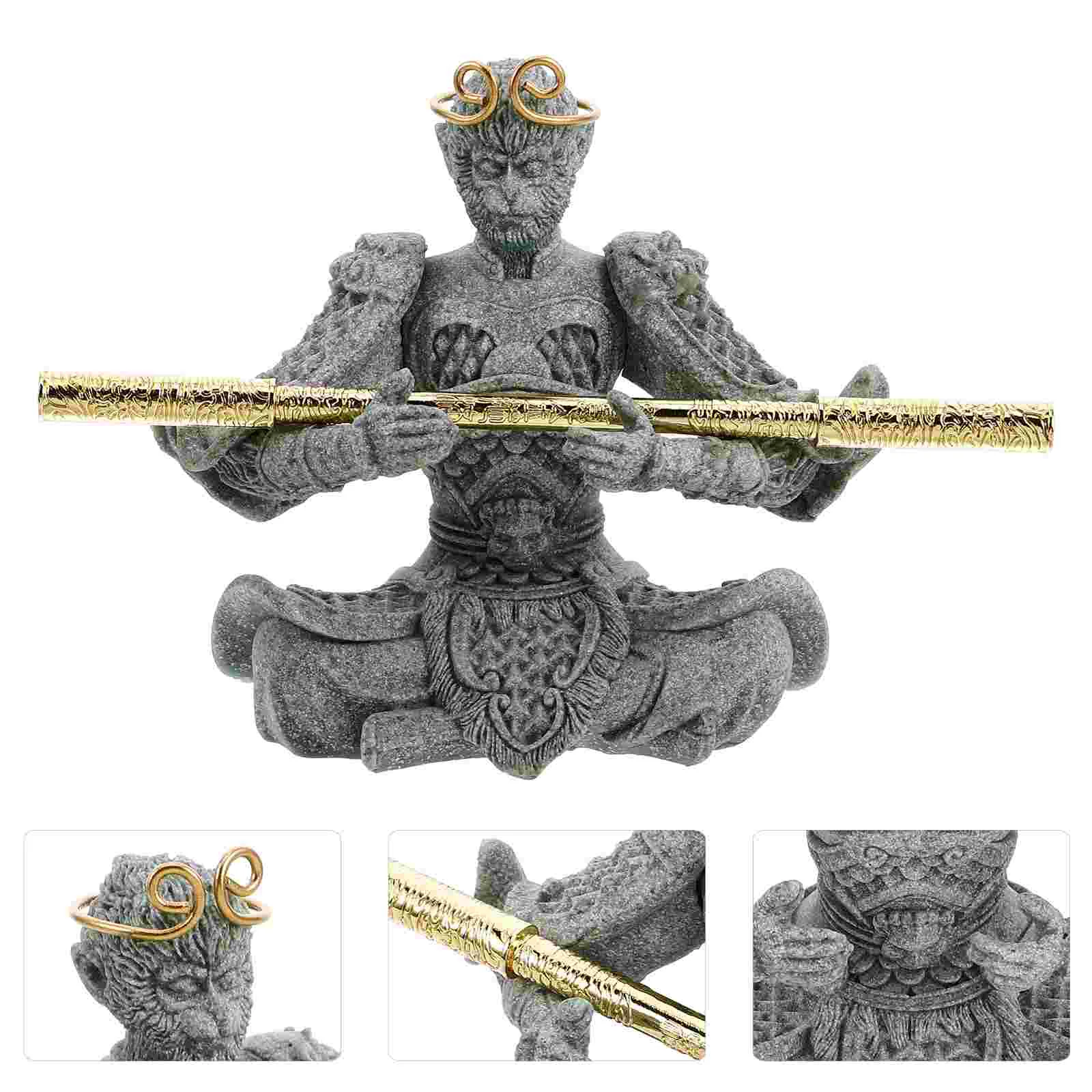 

Monkey Ornament Dominoes for Children King Decoration Wukong Sculpture Sitting Buddha Fish Tank Decorations Tea Pet Statue