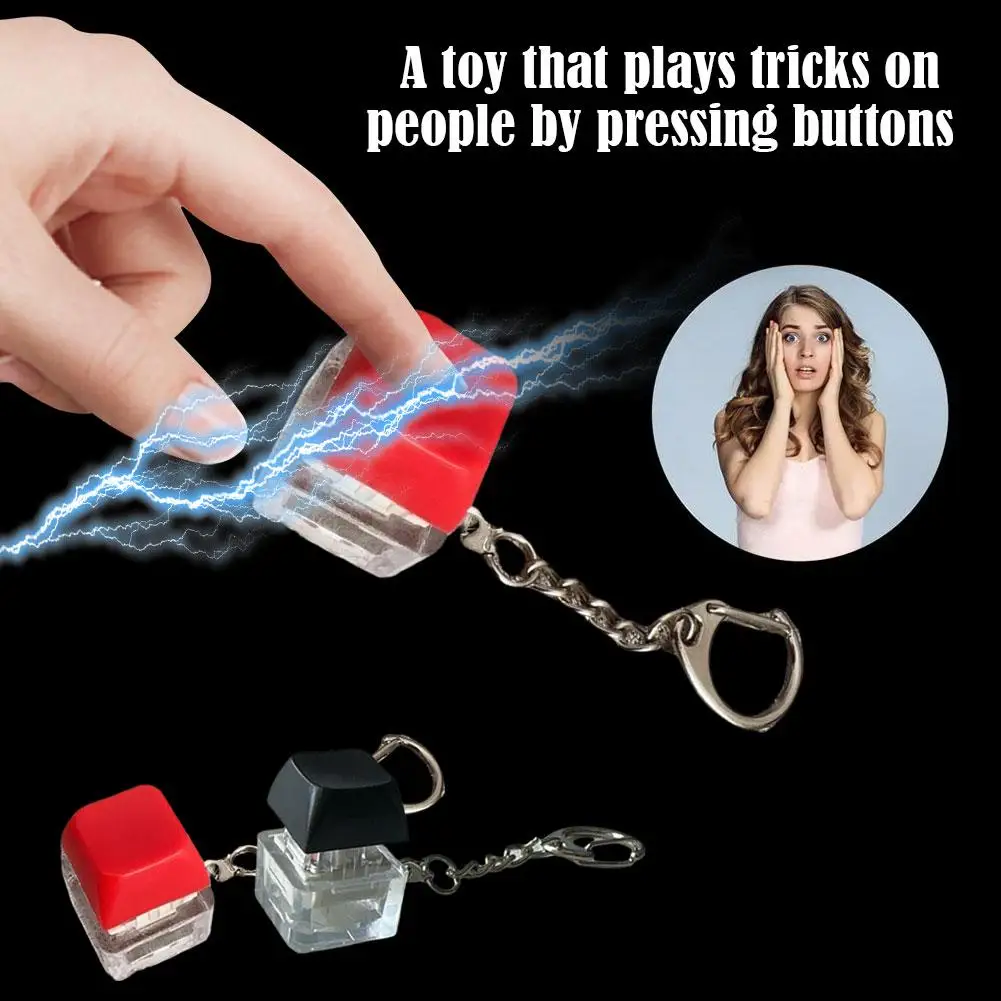 Electric Shock Prank Button Toy that plays tricks on people by pressing buttons Realistic Touch Keychain Pendant Stress Relief