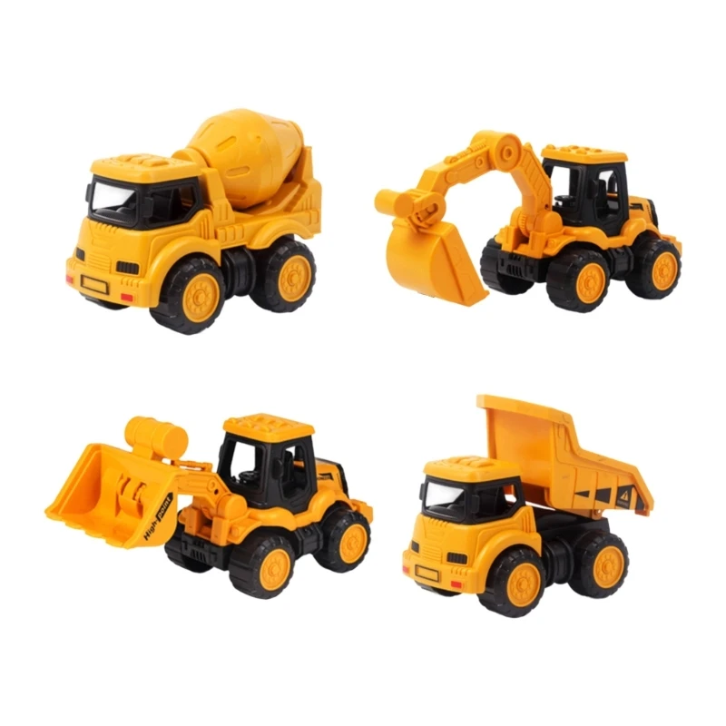 4 pçs sandplay caminhão brinquedo para crianças construção segura puxar para trás veículo educacional carro brinquedo para fina