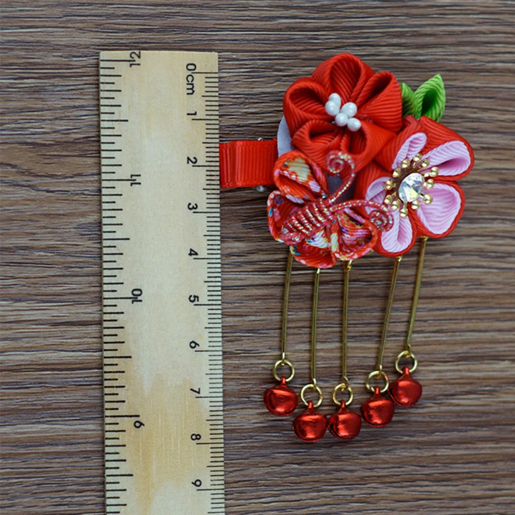 

Japanese Style Hair Clip Pattern Barrette Archaistic Tassel Hairpin Headwear Hair Accessories for Girls Women (Red)