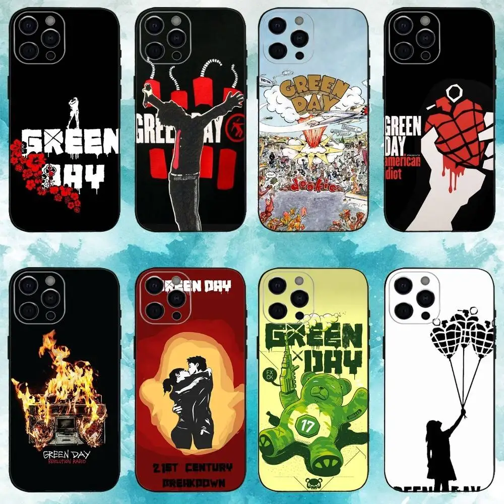 

G-Green D-Day Band Phone Case For iPhone17,16,15,14,13,12,11 Plus,Pro Max Soft Black Cover