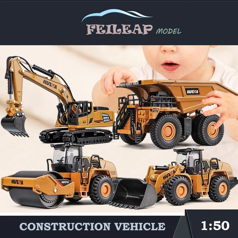 

1:/60 Scale Alloy Diecast Excavator Dump Bulldozer Roller Model 4 In 1 Engineering Diecast Set Toy Car for Kid Boy Birthday Gift