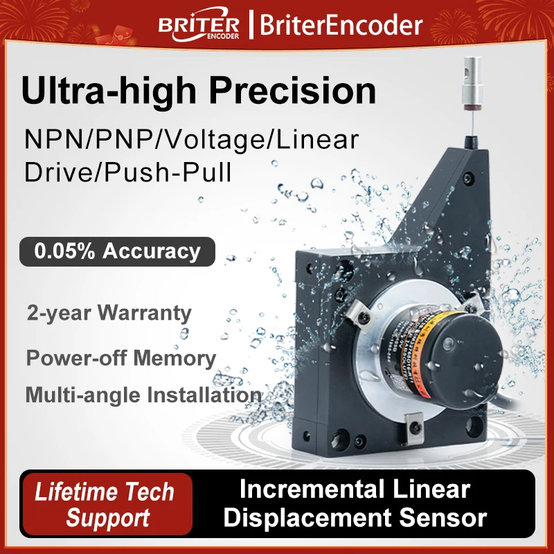 

Инкрементный высокоточный датчик смещения линейного провода, датчик NPN/PNP/линейный драйвер, выходы ABZ, IP54/водонепроницаемый