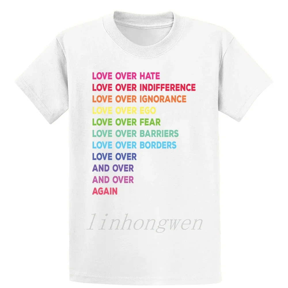 Love Over Hate Love Over Indifference T Shirt Summer Costume Knitted Round Collar Casual Crazy Leisure Cotton Cotton T-Shirt