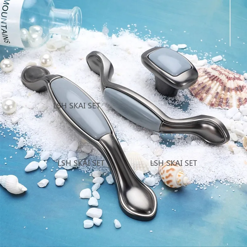 1Pc European Style Zinc Alloy Ceramic Handle Retro Furniture Cabinet Door Handles Furniture Hardware Pulls Cupboard Drawer Knobs