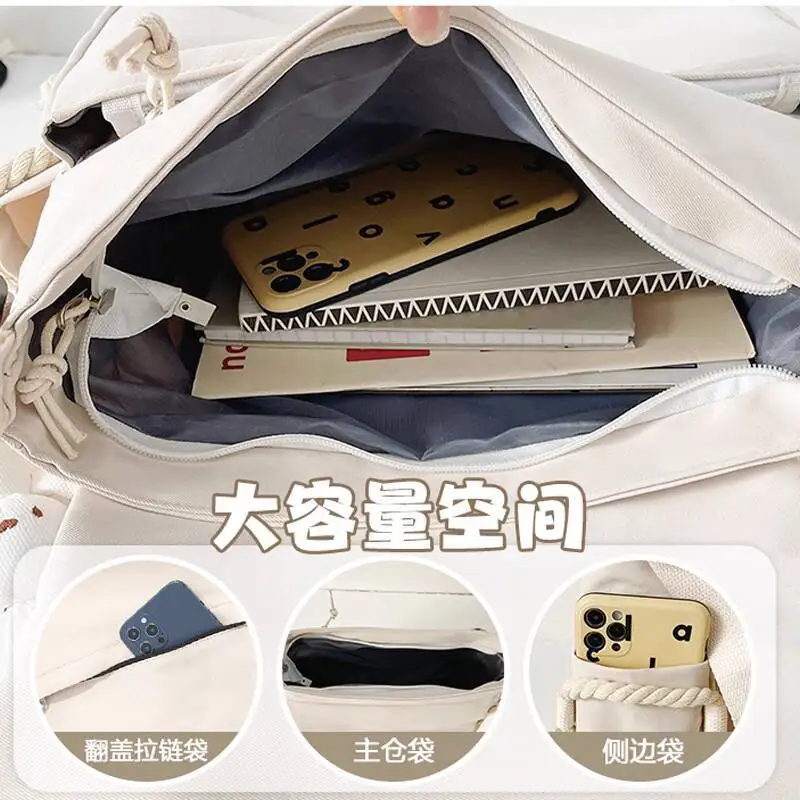Genshin Impact Crossbody Collaboration Xianglong Pain Zhongli Wendy Tote Keqing Umhängetasche Klee Canvas Rucksack A