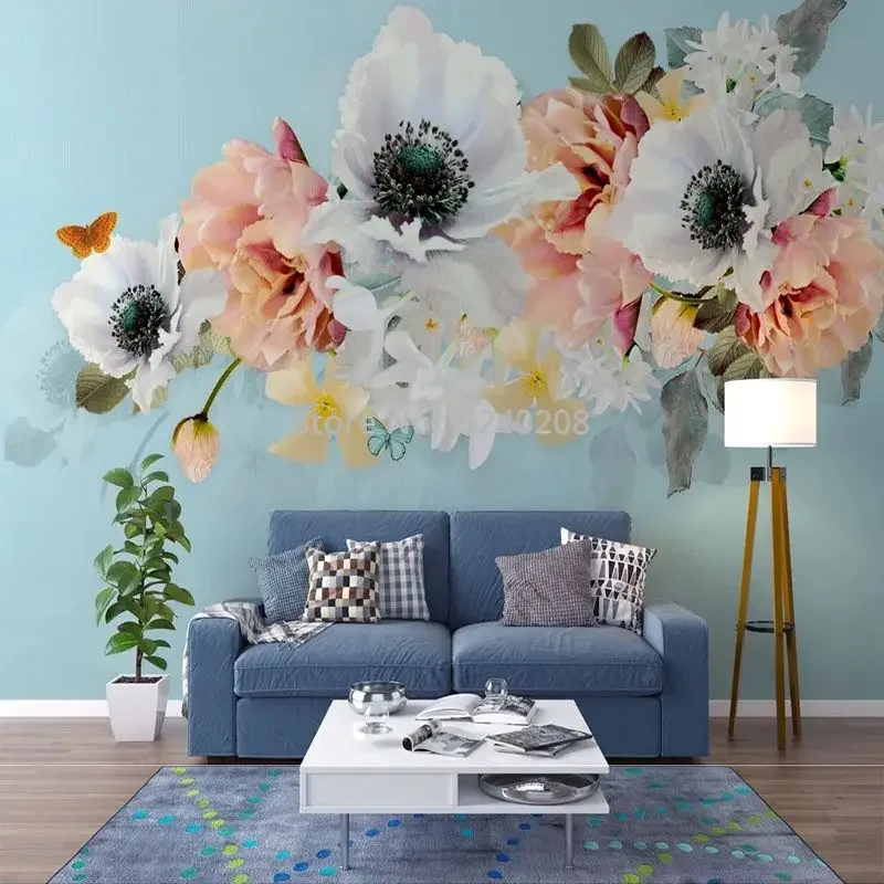 

Custom Photo Wallpaper Floral Modern Minimalist TV Background Flower Mural House Papel De Parede Wall Covering Home Décor Tapety