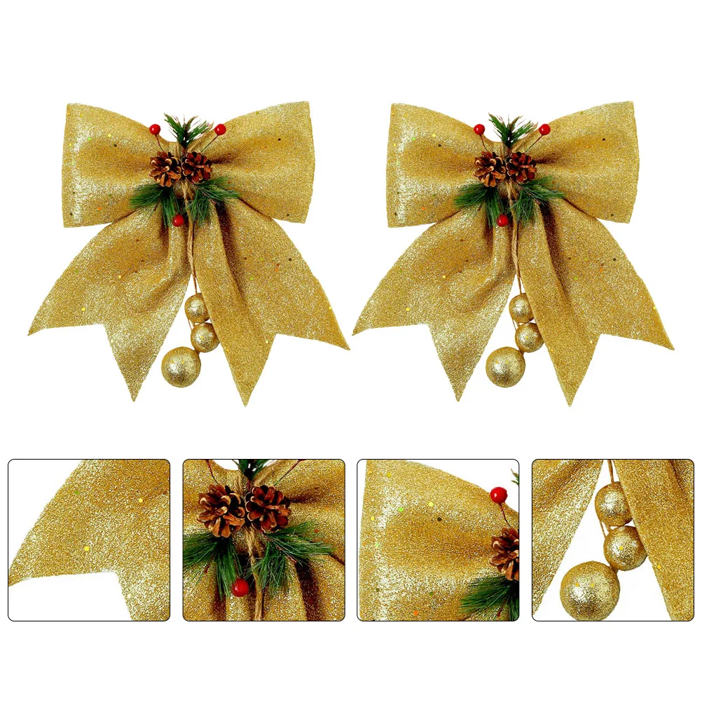 

4Pcs Bow knot Hanging Decors Red Small Polyester naments for Christmas Tree Home Party Xmas Gifts Photography Props Unique