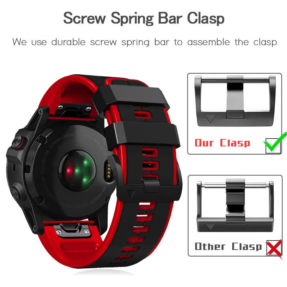 Correa de silicona para reloj Garmin Fenix, 5, 6, 7, 5X, 6X, 7X, 3 HR, Forerunner 935, 945, 955, 22mm, 26mm