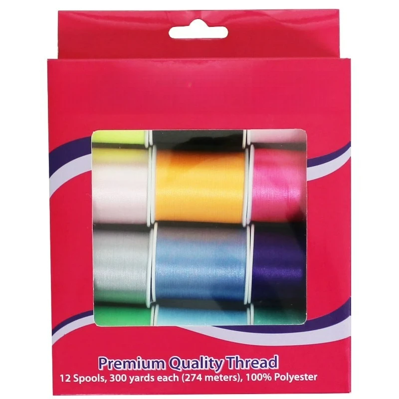 

100% Polyester Embroidery Thread, Assorted Colors, 300 Yd. Spools, 12 Ct.