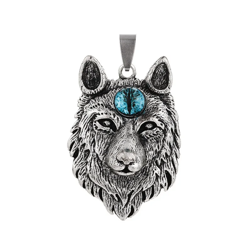 Creative Tibetan Silver Norse Viking Wolf Head Pendants for Necklace Jewelry Designer Charms DIY Handmade Making Findings