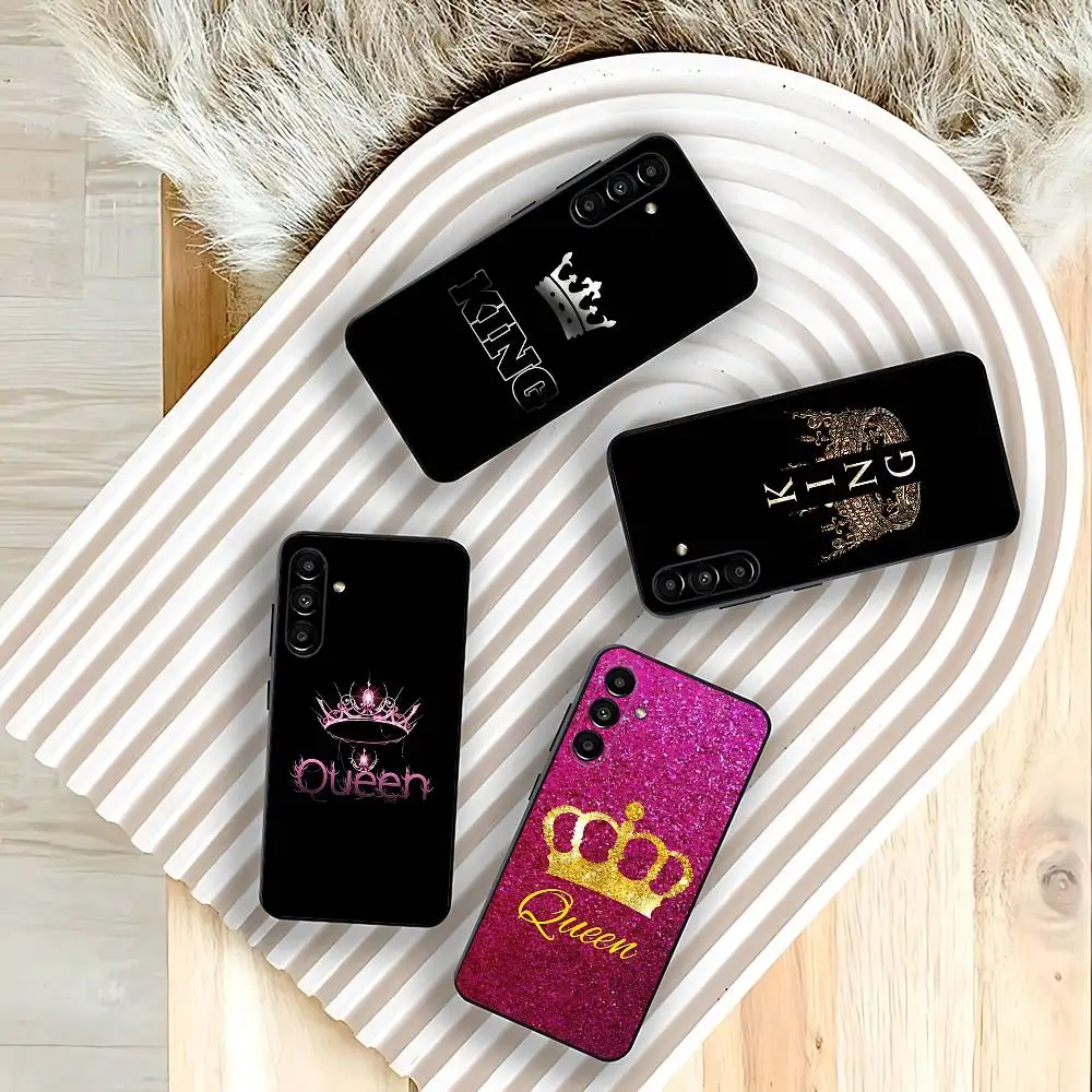 

KING Queen Crown Phone Case For Samsung Galaxy A73,31,32,72,41,53,52,71,22,5G,Note,J7,8,9 Soft Black Cover