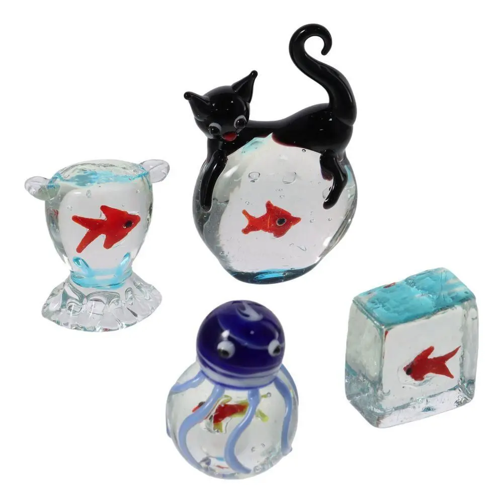 Home Decor Mini Pocket Fish Ornaments Tabletop Ornament Living Room Black Cat Ornaments Office Desktop Glass Fish Handcrafted